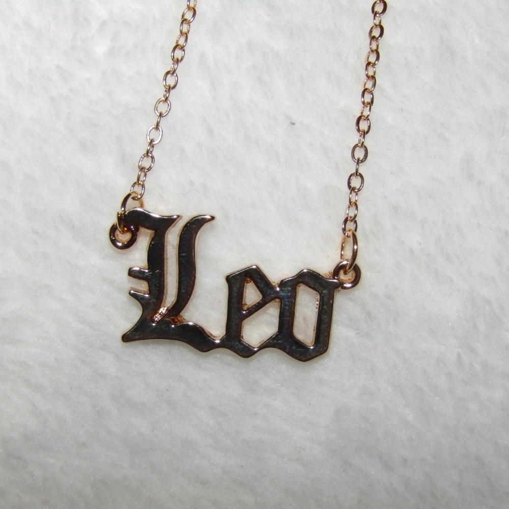 B2G1F! "Leo" Zodiac name birth gold tone necklace
